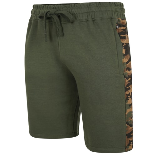 KAM Camo Panelled Jog Shorts Khaki 
